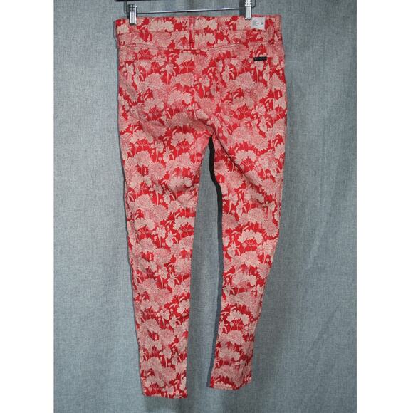 Hudson Midrise Nico Skinny Ankle Pants Red Floral Print Size 30 - Picture 4 of 4